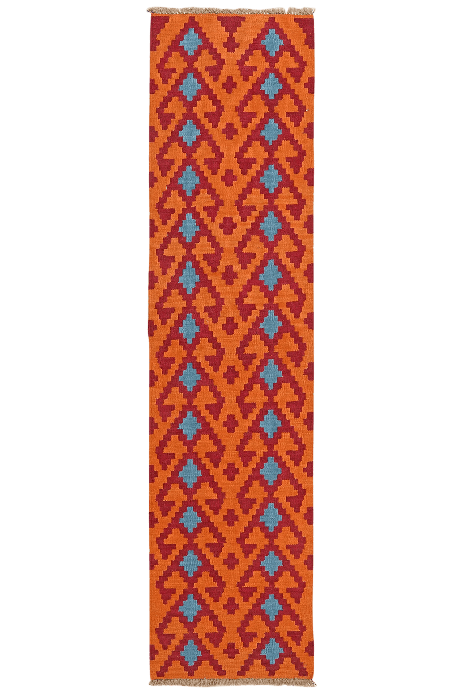 Kelim Gashgai — Handmade, 60x245 cm, Orange, 100% Virgin Wool | Main view