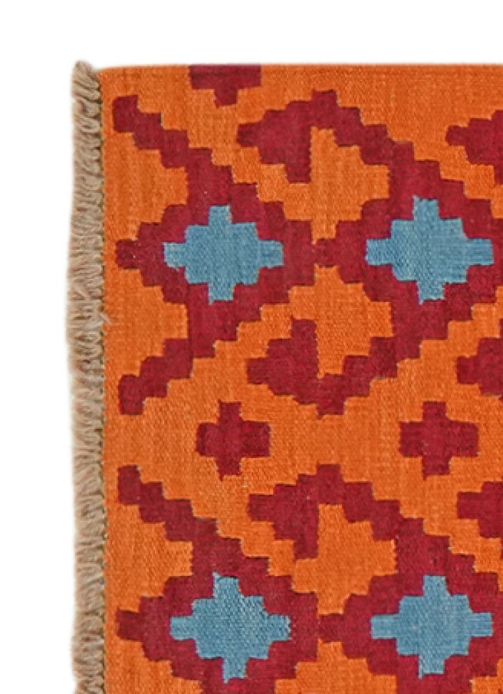 Kelim Gashgai — Handmade, 60x245 cm, Orange, 100% Virgin Wool | View 3