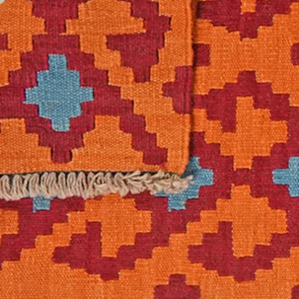 Kelim Gashgai — Handmade, 60x245 cm, Orange, 100% Virgin Wool | View 6