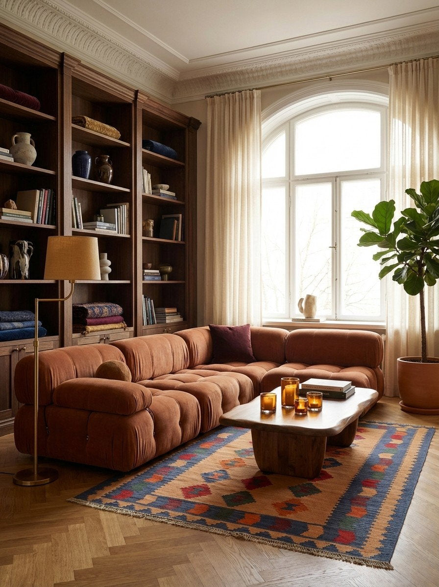 Kelim Gashgai — Handgefertigt, 180x127 cm, Blau, 100% Virgin Wool | Back view