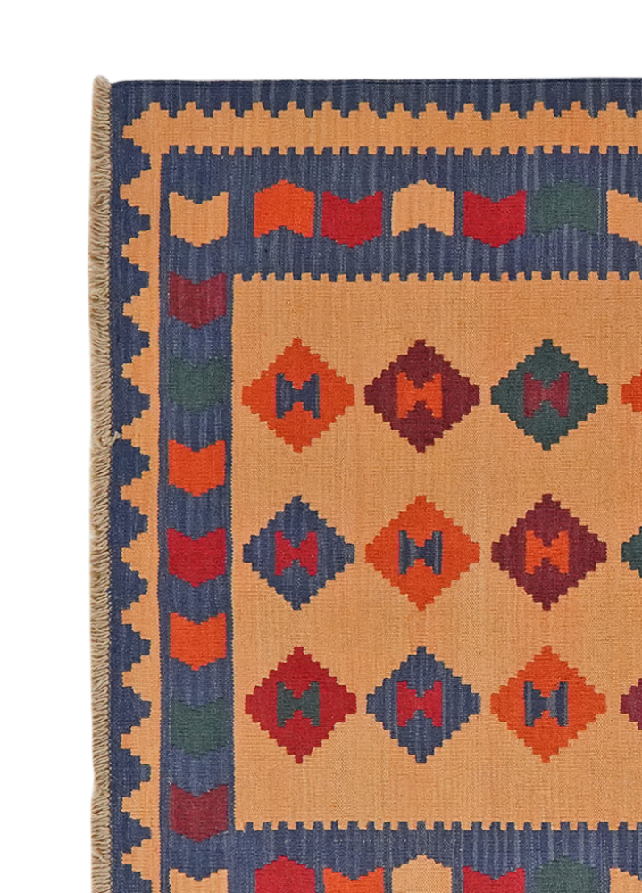 Kelim Gashgai — Handgefertigt, 180x127 cm, Blau, 100% Virgin Wool | View 4