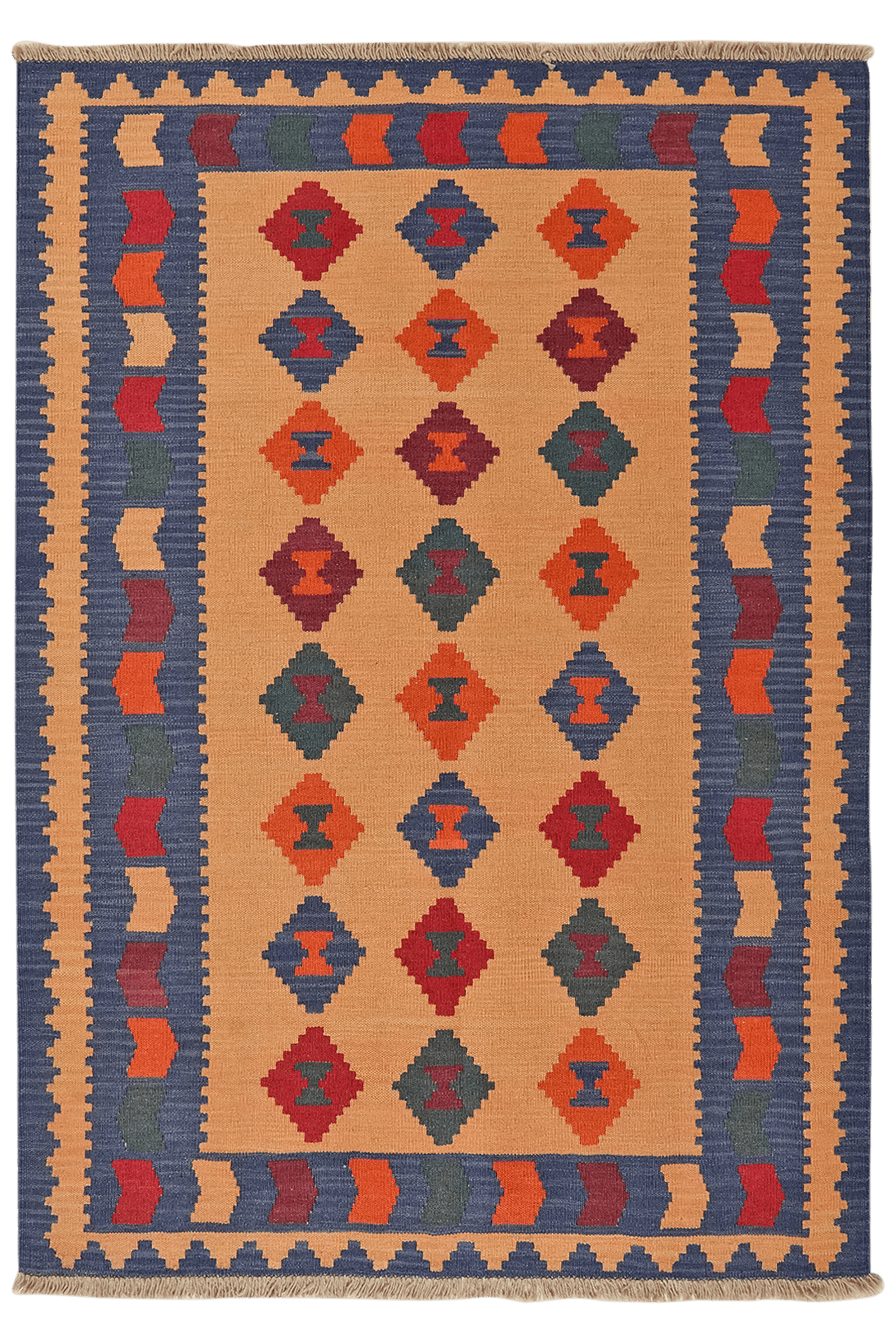 Kelim Gashgai — Handmade, 127x180 cm, Beige, 100% Virgin Wool | Main view