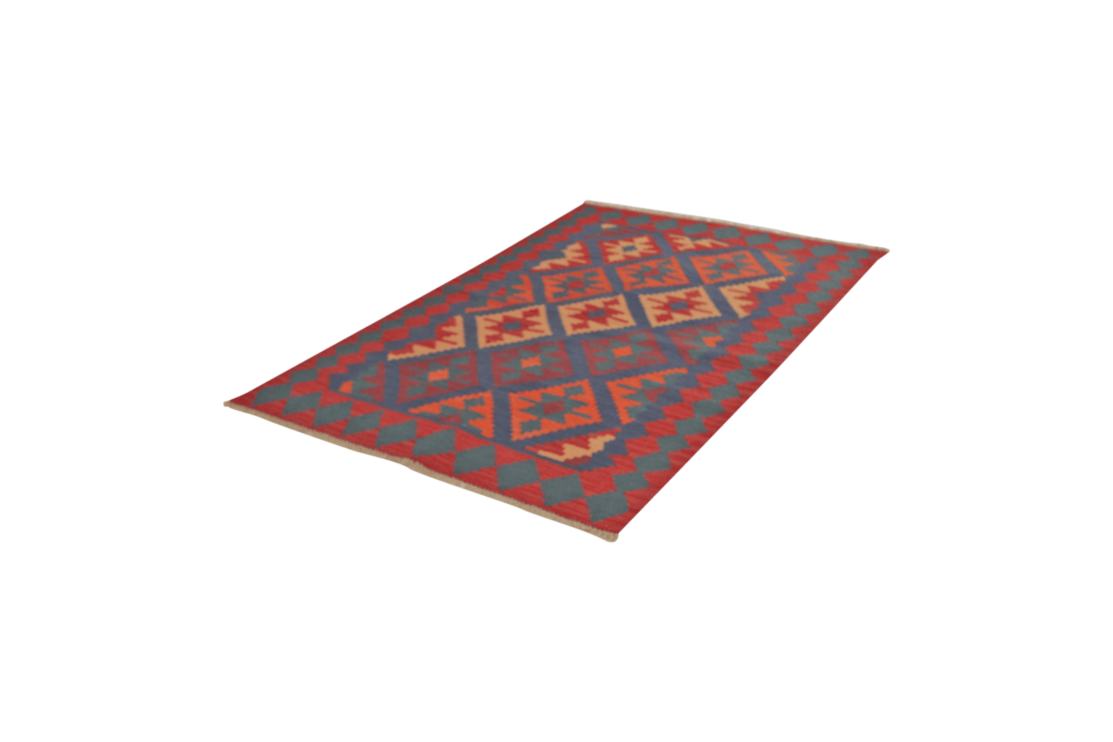 Kelim Gashgai — Handmade, 122x184 cm, Blue, 100% Virgin Wool | View 5