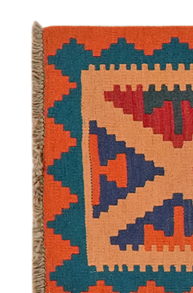 Kelim Gashgai — Handgefertigt, 196x57 cm, Blau, 100% Virgin Wool | View 4