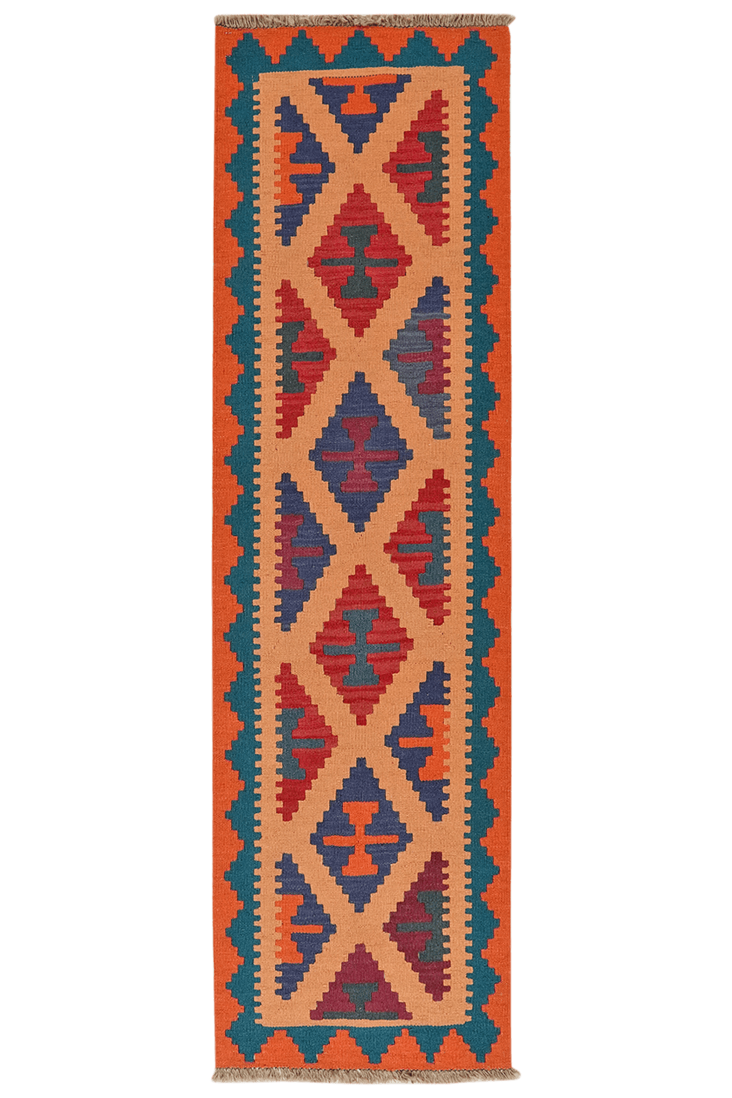 Kelim Gashgai — Handmade, 57x196 cm, Beige, 100% Virgin Wool | Main view