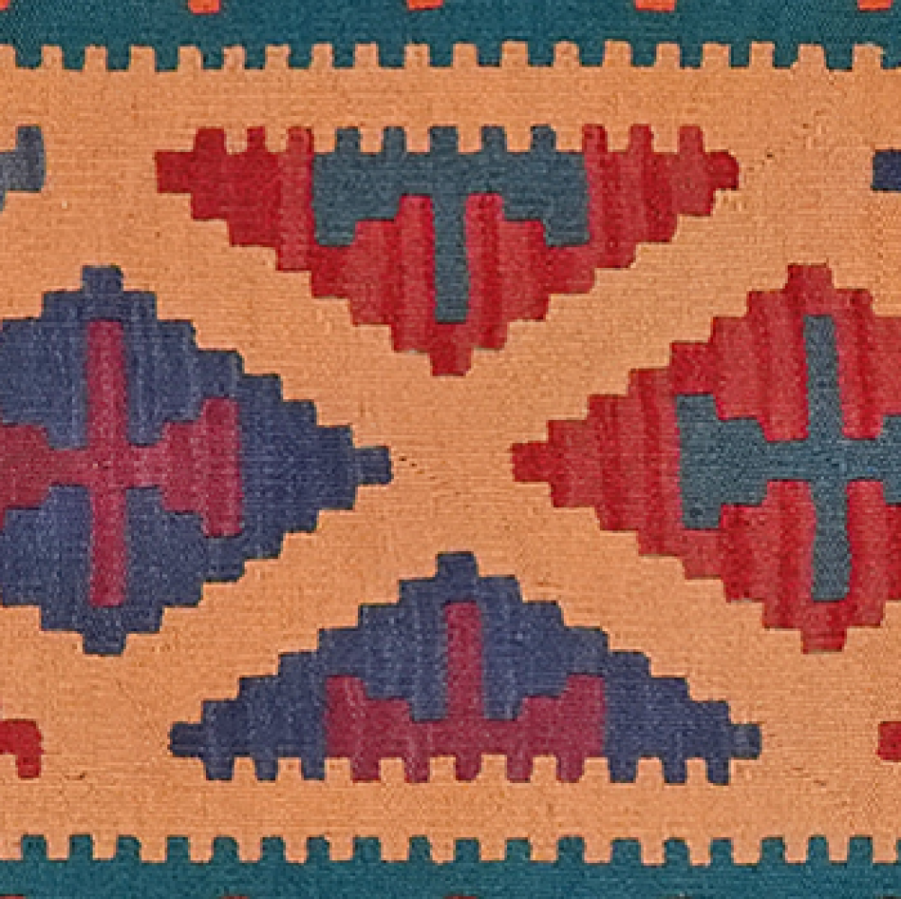 Kelim Gashgai — Handgefertigt, 196x57 cm, Blau, 100% Virgin Wool | View 5