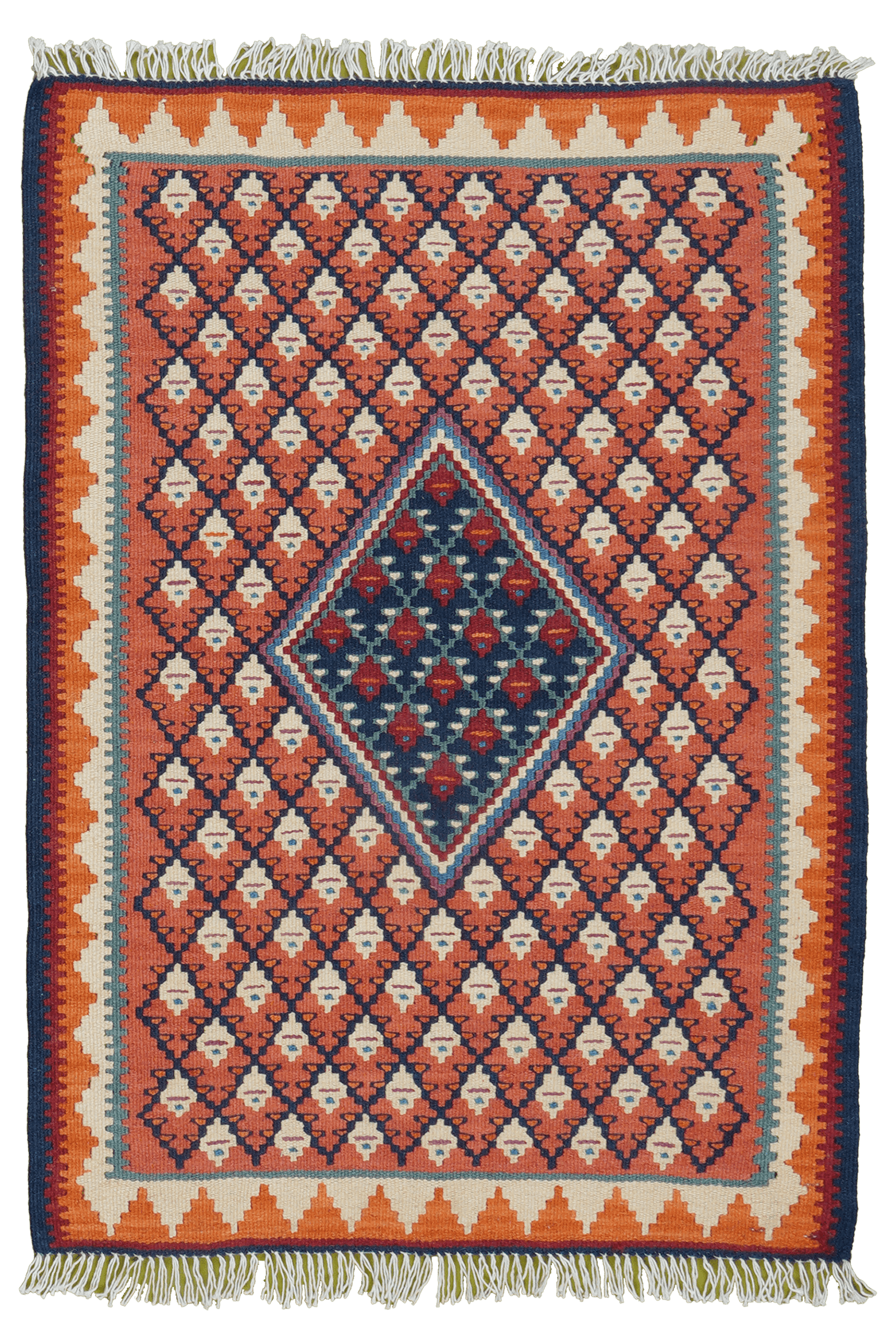 Kelim Senneh — Handmade, 62x87 cm, Red, 100% Virgin Wool | Main view