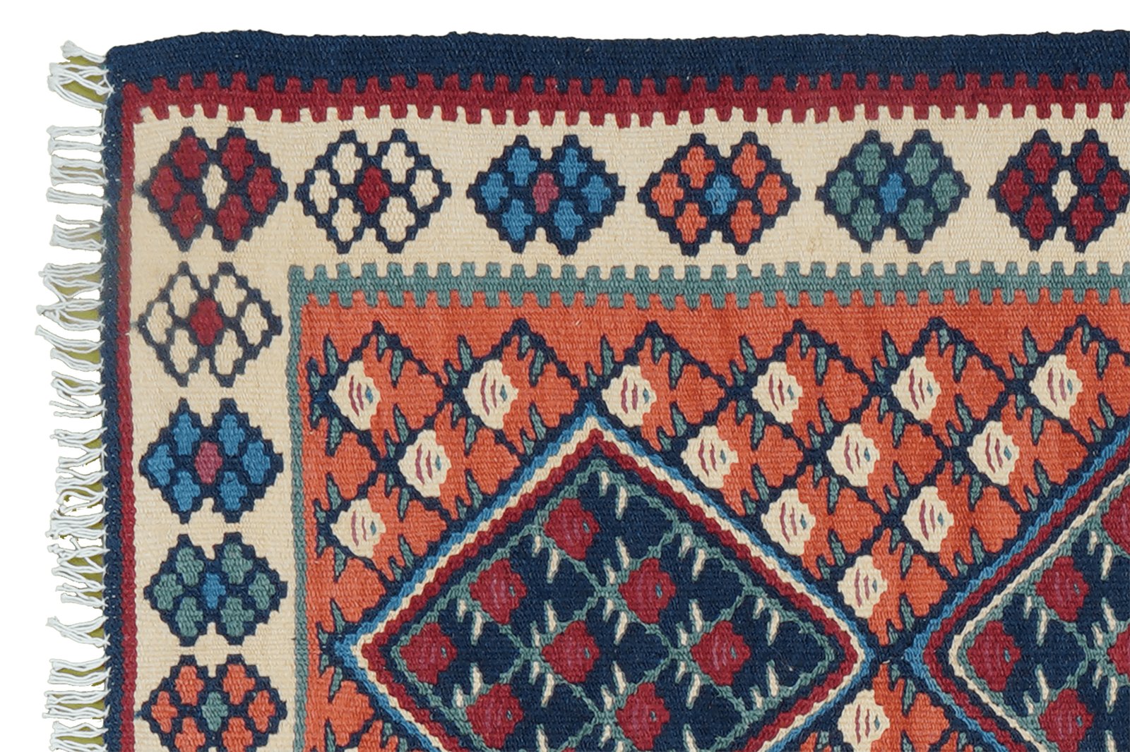 Kelim Senneh — Handmade, 65x82 cm, Red, 100% Virgin Wool | View 3