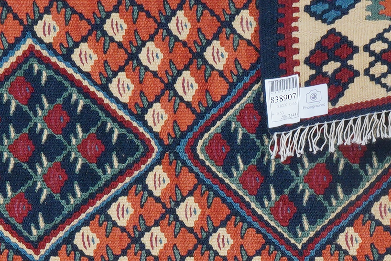 Kelim Senneh — Handmade, 65x82 cm, Red, 100% Virgin Wool | View 7