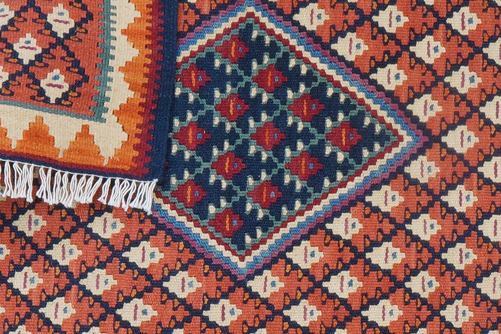 Kelim Senneh — Handmade, 62x85 cm, Red, 100% Virgin Wool | View 6