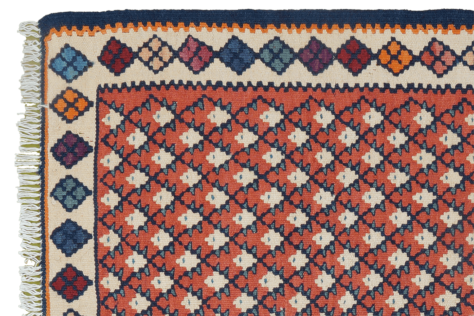 Kelim Senneh — Handmade, 62x82 cm, Red, 100% Virgin Wool | View 3