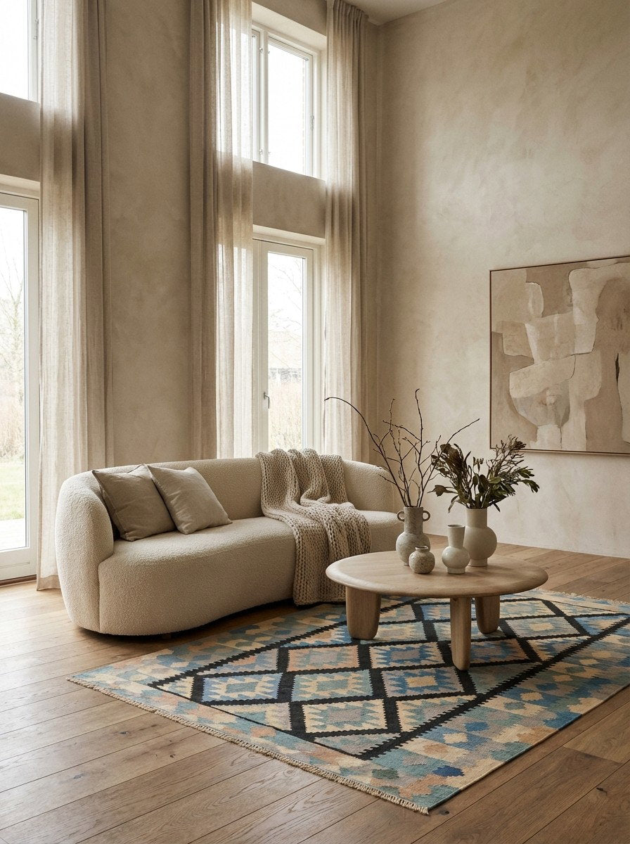 Kelim Gashgai — Handgefertigt, 243x179 cm, Bunt, 100% Virgin Wool | Detail view