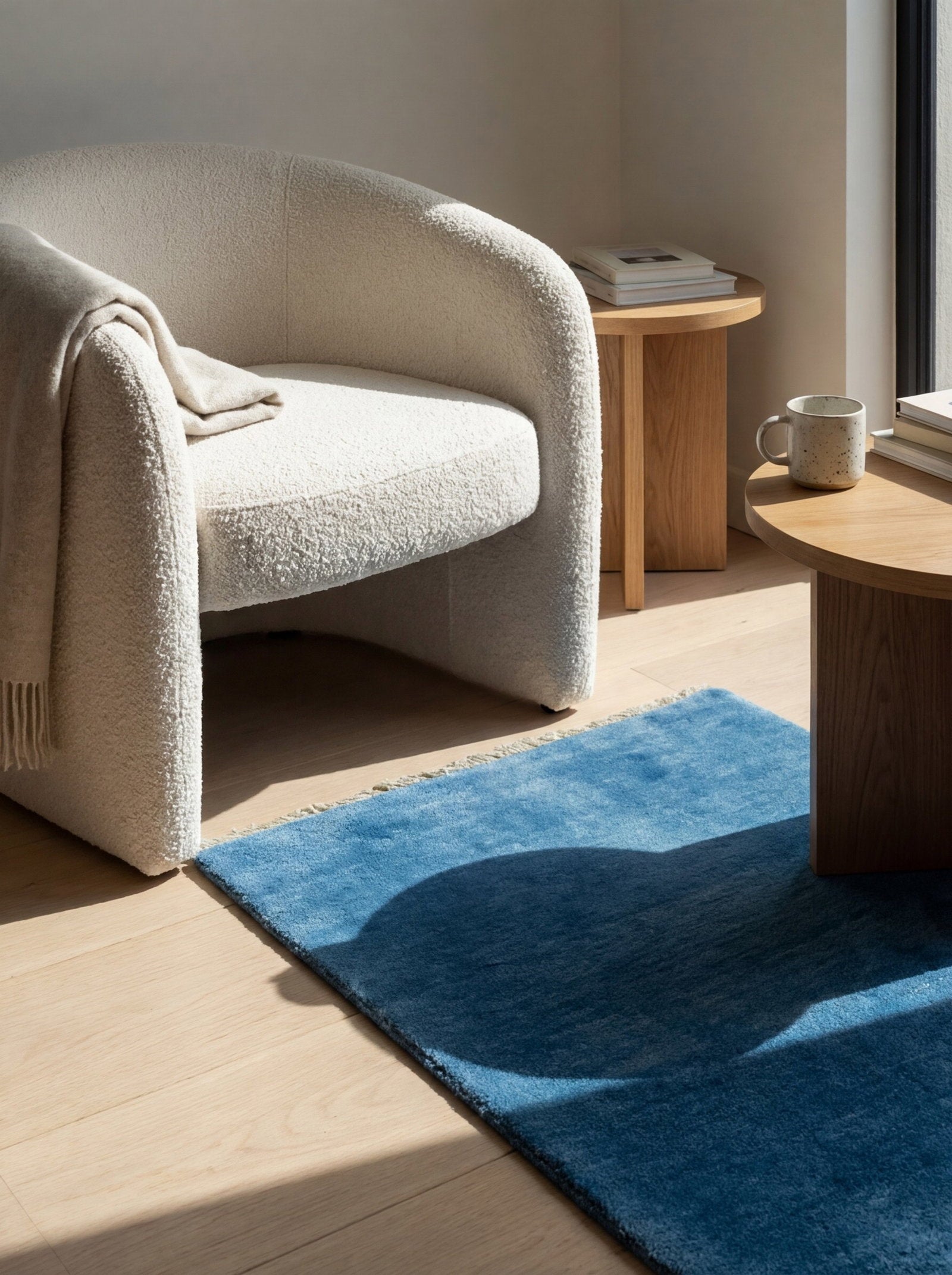 Gabbeh — Handgefertigt, 87x65 cm, Blau, 100% Virgin Wool | Detail view