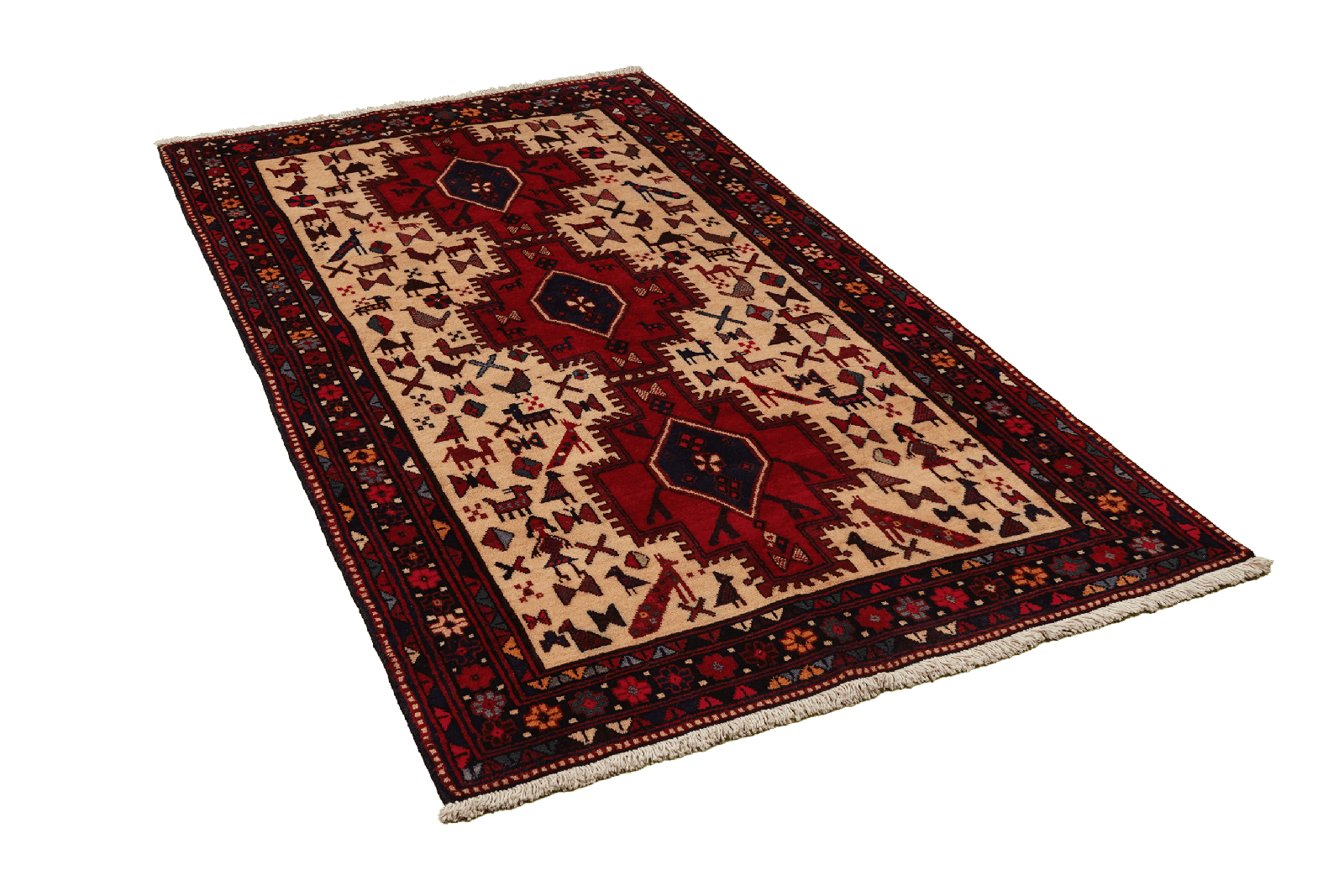 Afshar — Hand-knotted, 112x198 cm, Beige, 100% Virgin Wool | View 4