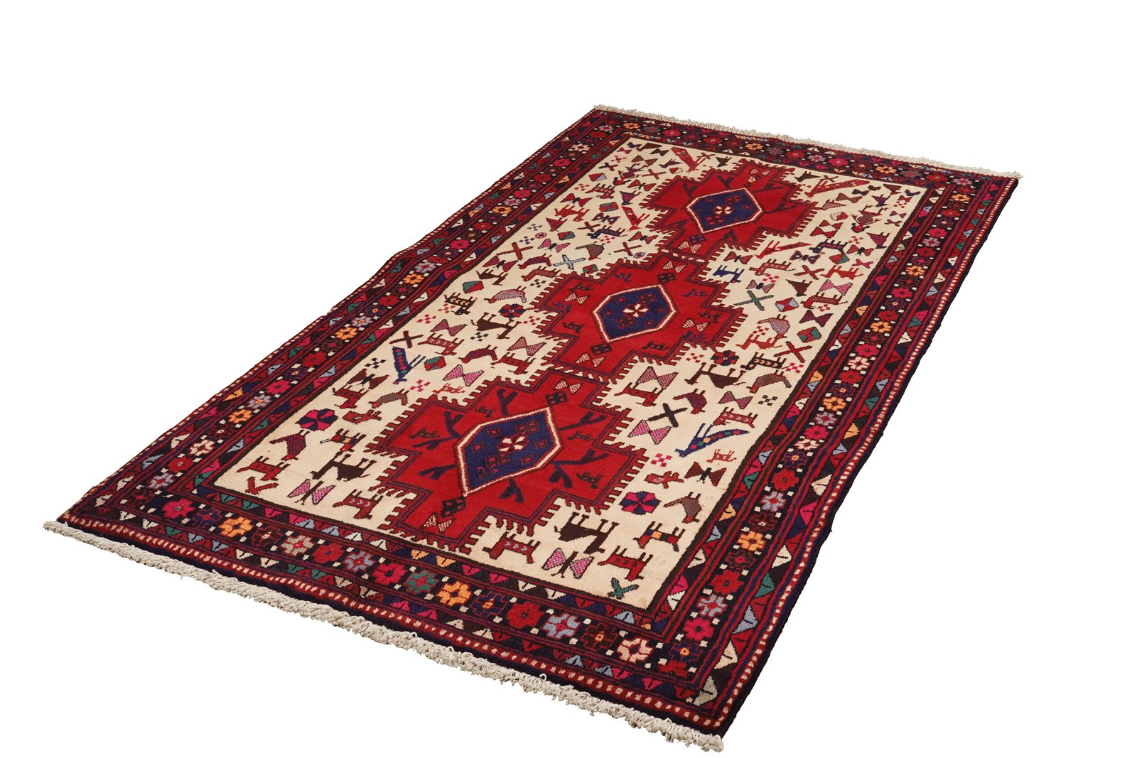 Afshar — Hand-knotted, 112x198 cm, Beige, 100% Virgin Wool | View 5