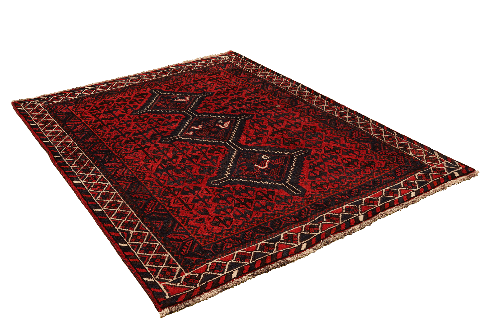 Gashgai — Hand-knotted, 162x202 cm, Red, 100% Virgin Wool | View 4