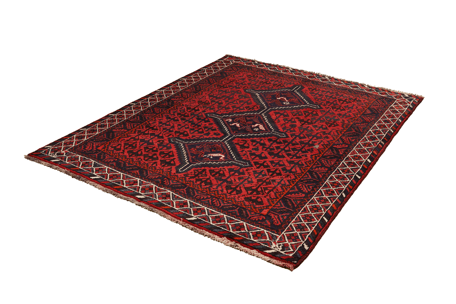 Gashgai — Hand-knotted, 162x202 cm, Red, 100% Virgin Wool | View 5