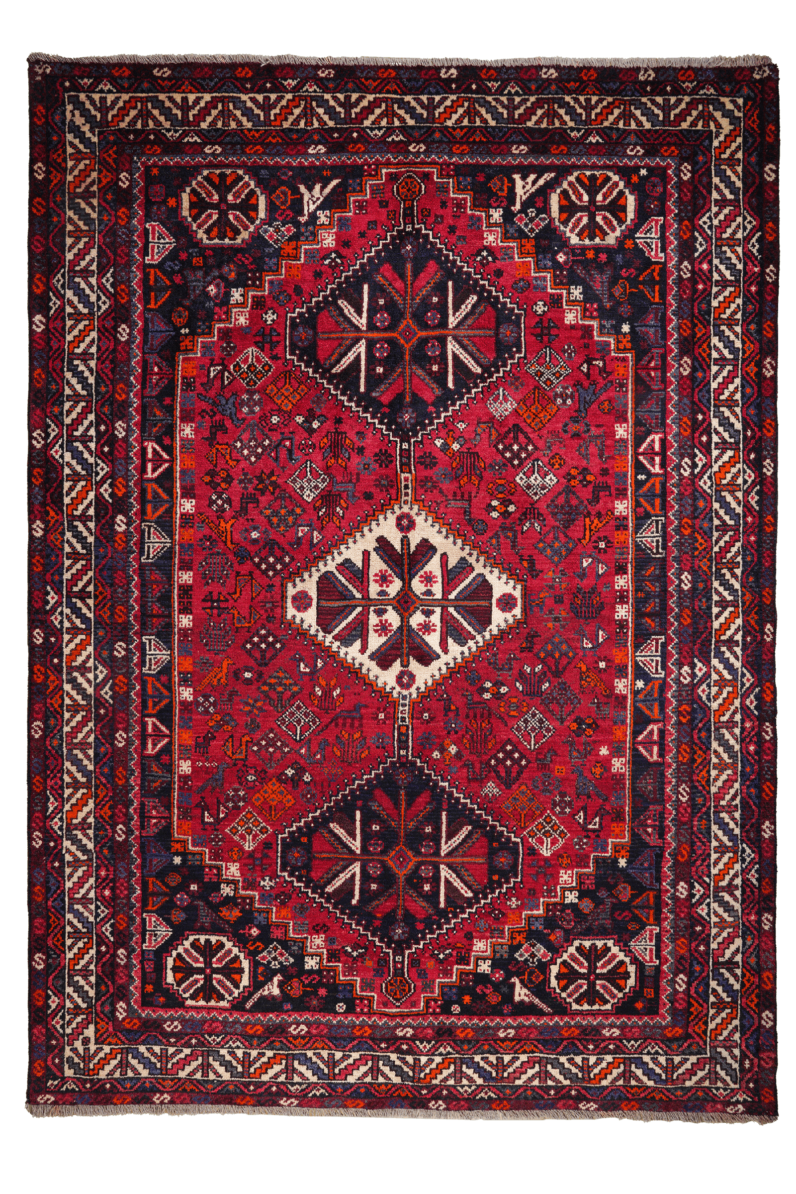 Gashgai — Hand-knotted, 210x293 cm, Red, 100% Virgin Wool | Main view