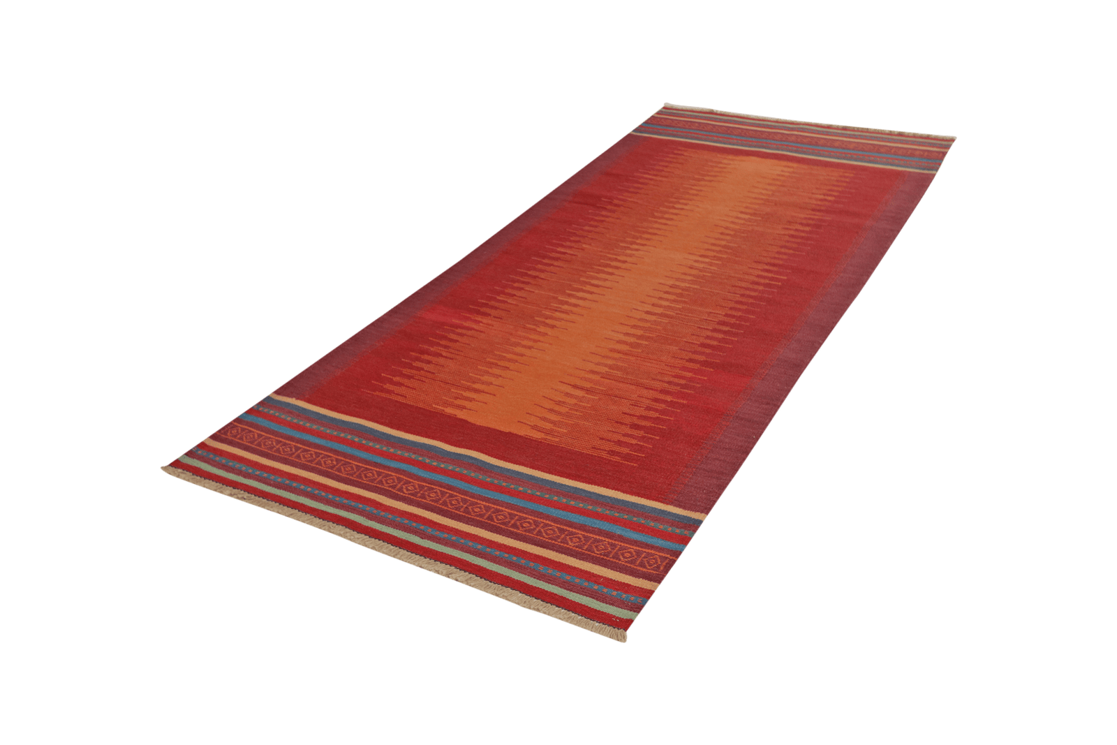 Kelim Gashgai — Handmade, 107x249 cm, Orange, 100% Virgin Wool | View 5