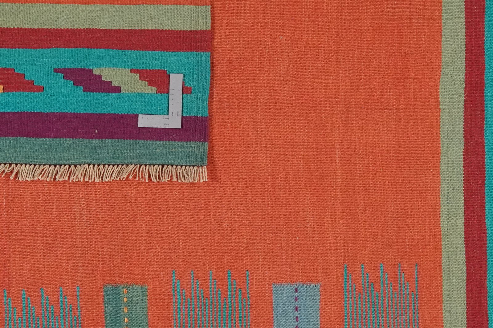 Kelim Gashgai — Handmade, 127x151 cm, Red, 100% Virgin Wool | View 5