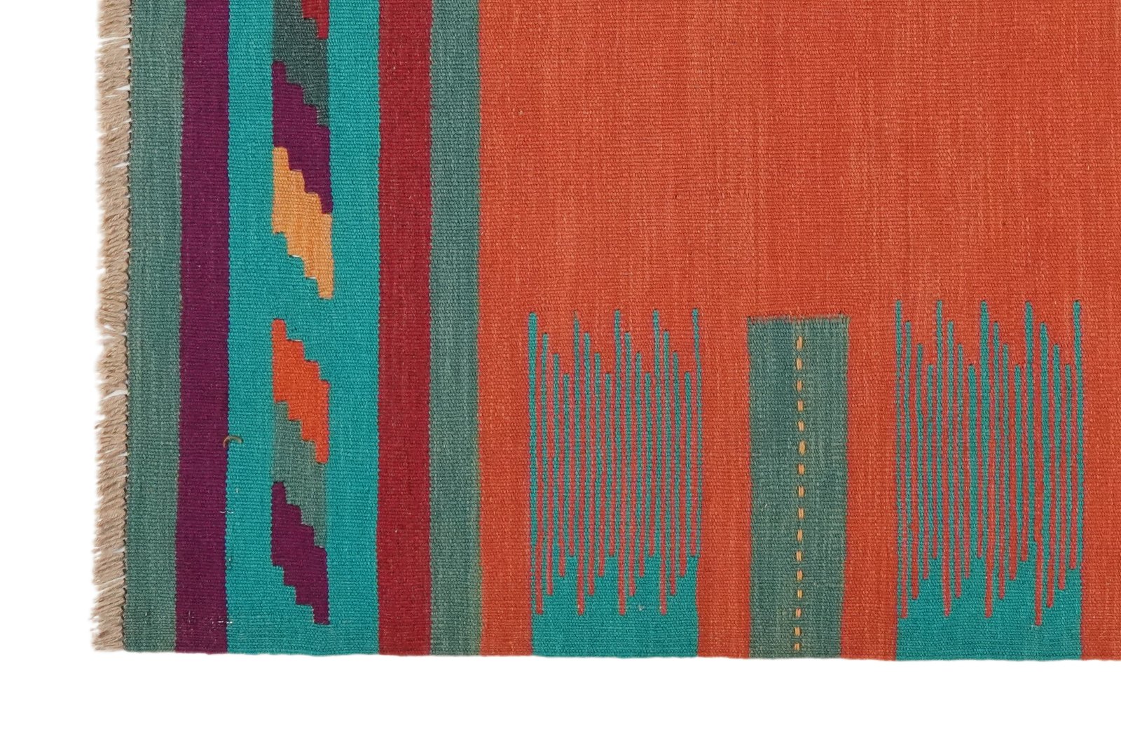 Kelim Gashgai — Handmade, 129x145 cm, Red, 100% Virgin Wool | View 3