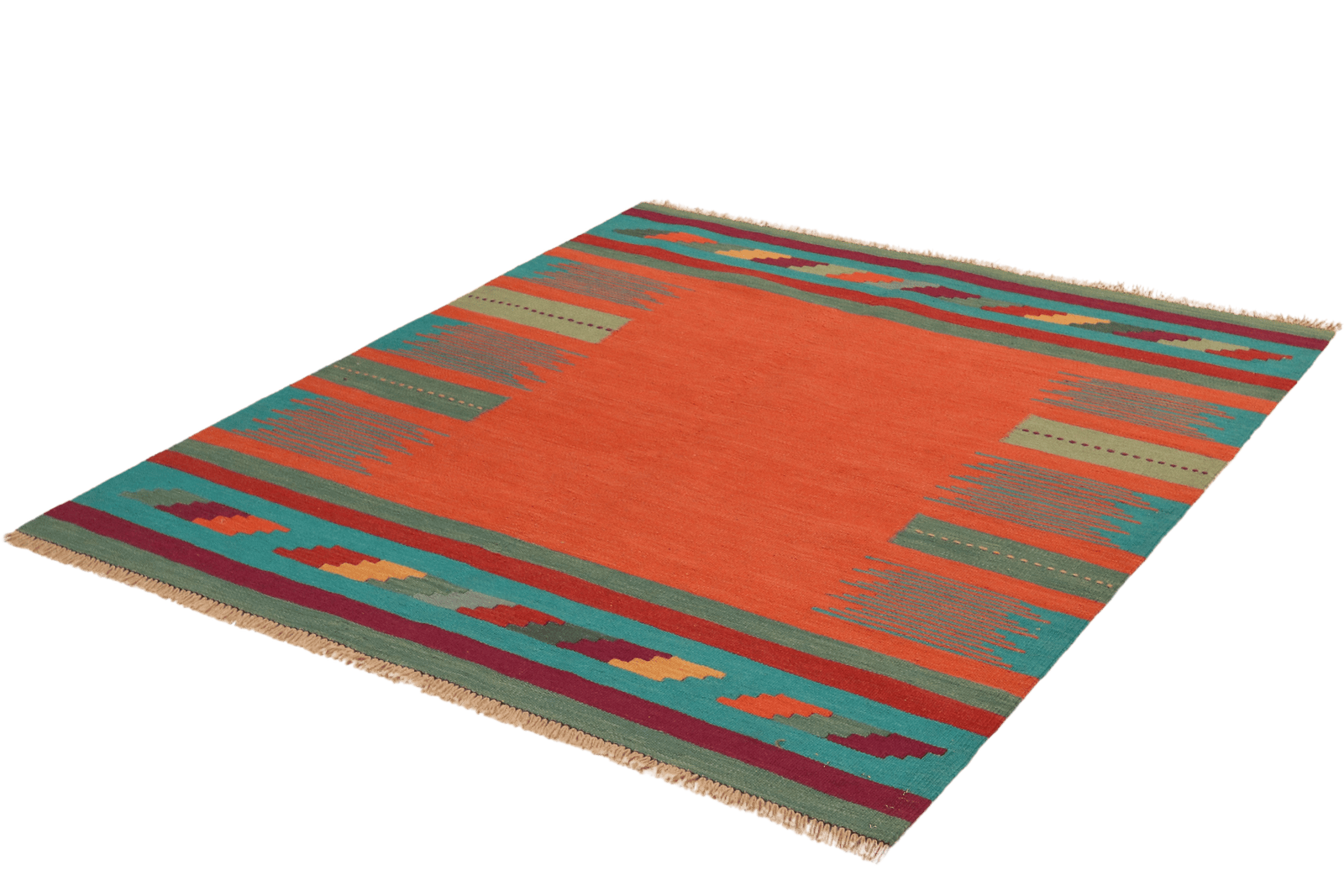 Kelim Gashgai — Handmade, 129x145 cm, Red, 100% Virgin Wool | View 6