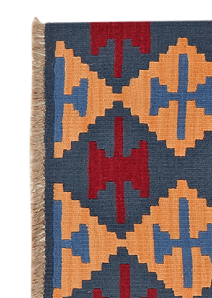 Kelim Gashgai — Handmade, 66x201 cm, Blue, 100% Virgin Wool | View 3