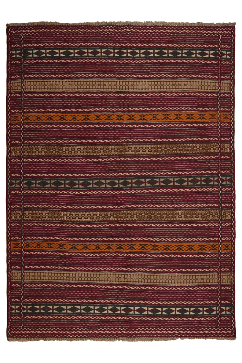 Kelim Kordi — Handmade, 147x203 cm, Violett, 100% Virgin Wool | Main view