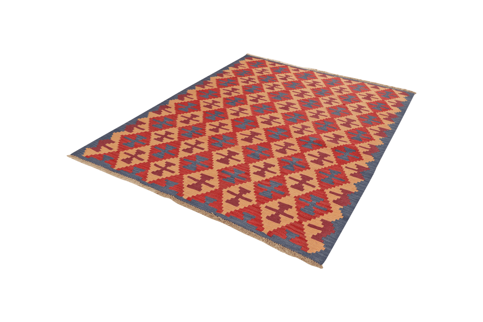 Kelim Gashgai — Handmade, 156x195 cm, Red, 100% Virgin Wool | View 5