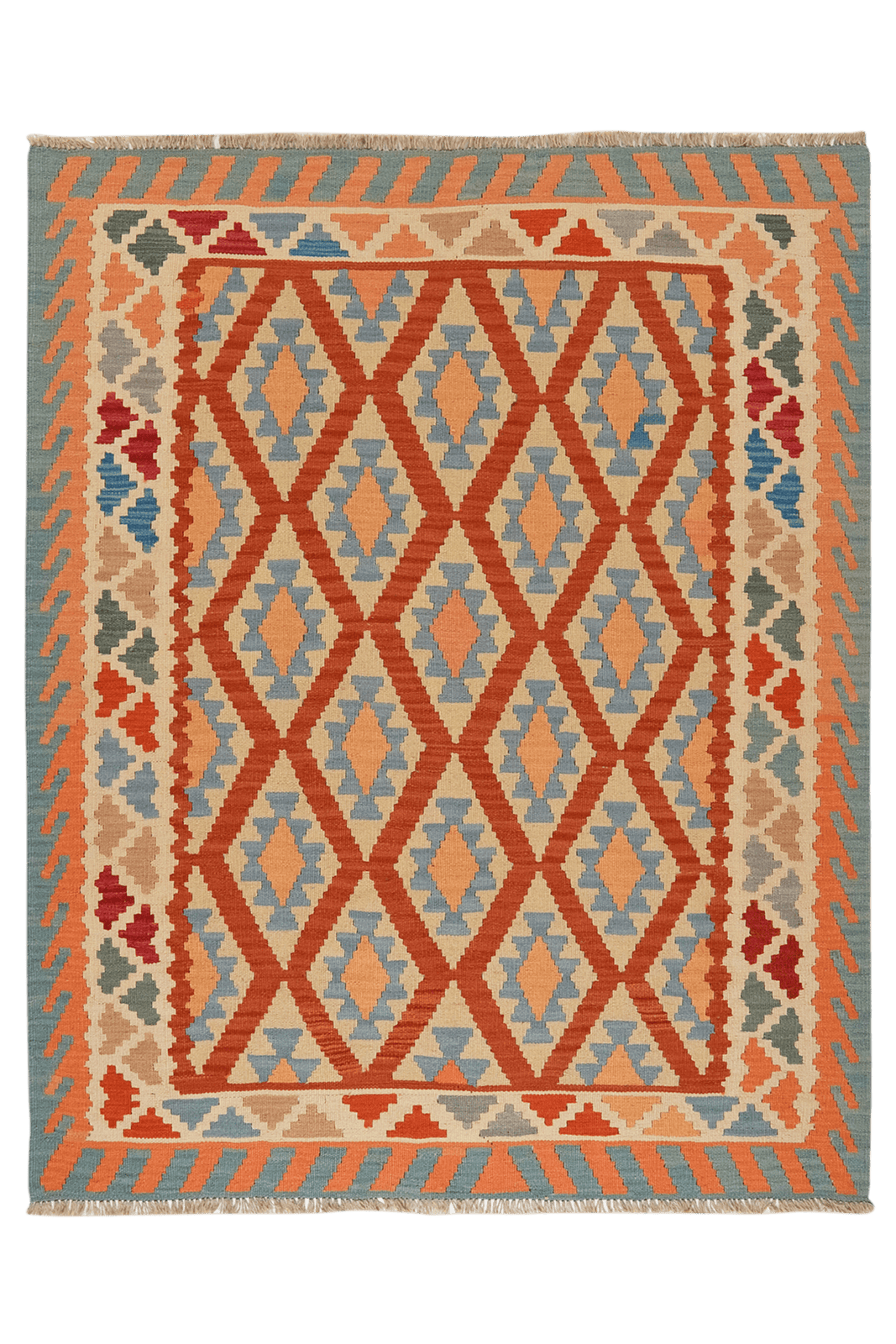 Kelim Gashgai — Handmade, 154x188 cm, Red, 100% Virgin Wool | Main view