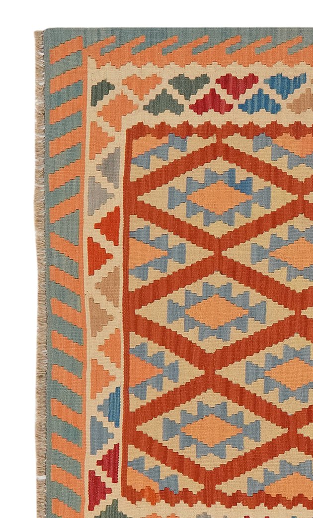 Kelim Gashgai — Handmade, 154x188 cm, Red, 100% Virgin Wool | View 3