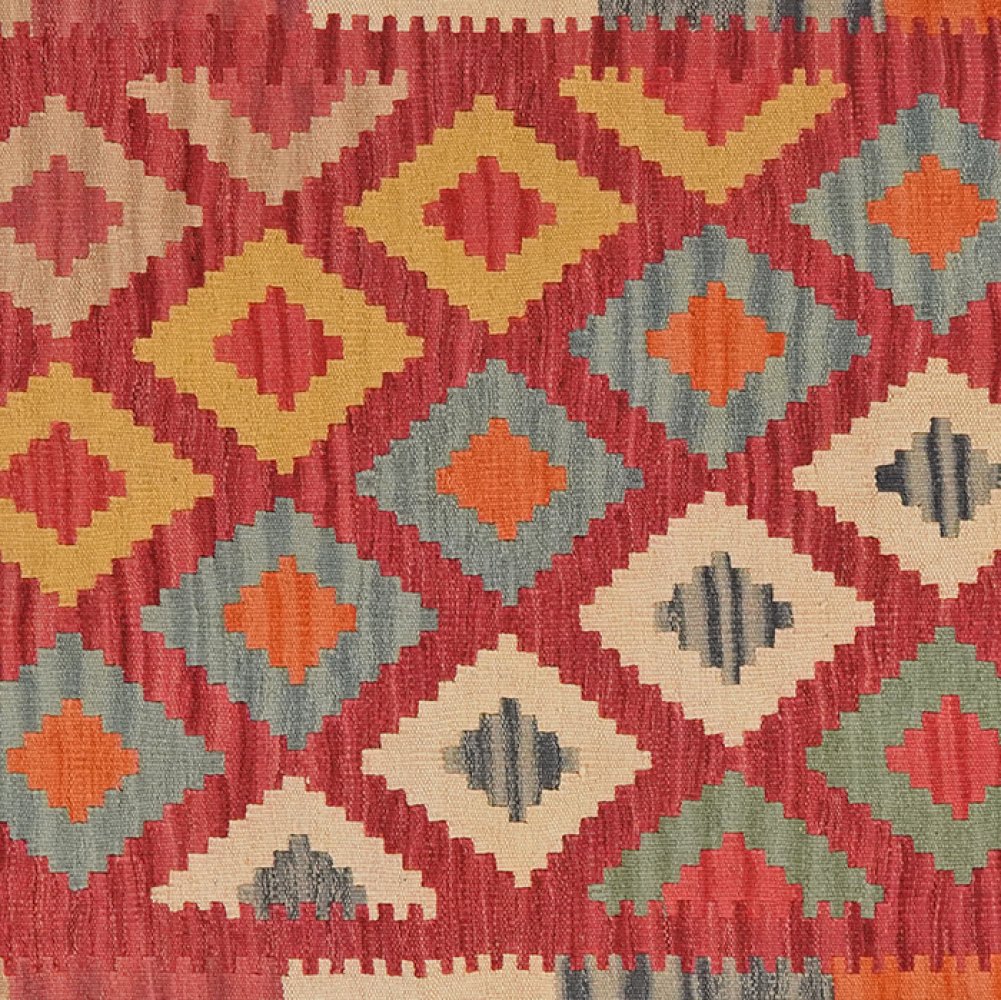 Kelim Gashgai — Handmade, 106x158 cm, Pink, 100% Virgin Wool | View 4