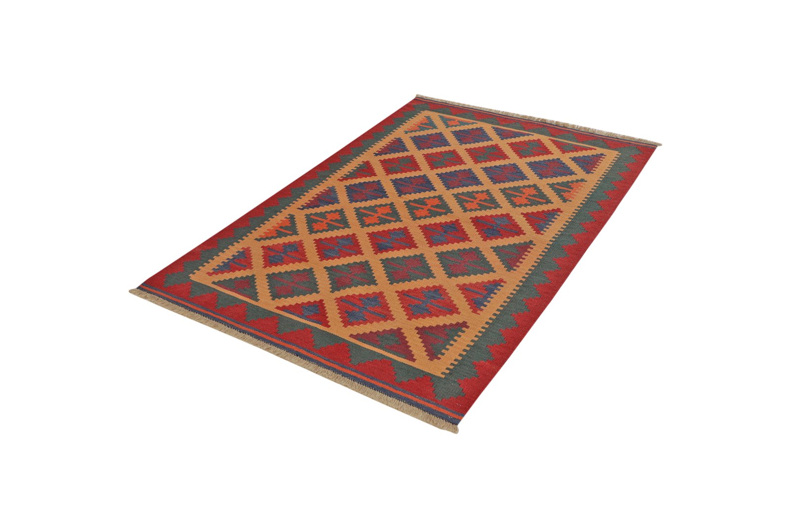 Kelim Gashgai — Handmade, 107x167 cm, Beige, 100% Virgin Wool | View 5