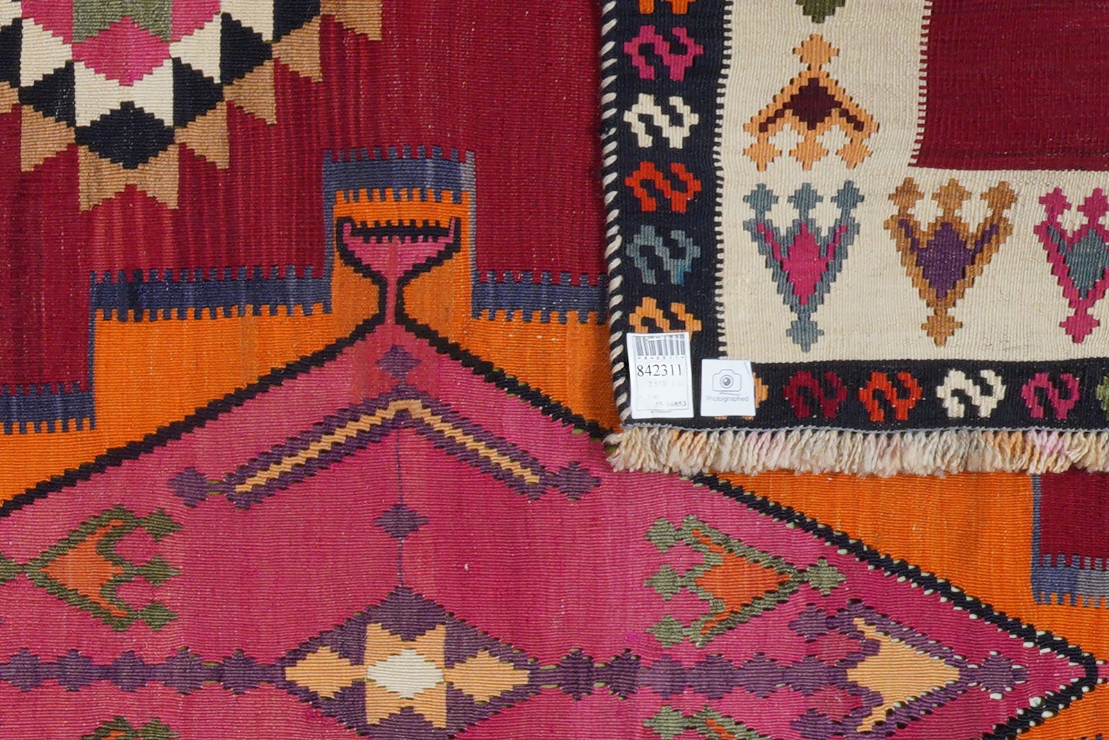 Kelim Gashgai Old — Handmade, 150x257 cm, Red, 100% Virgin Wool | View 5