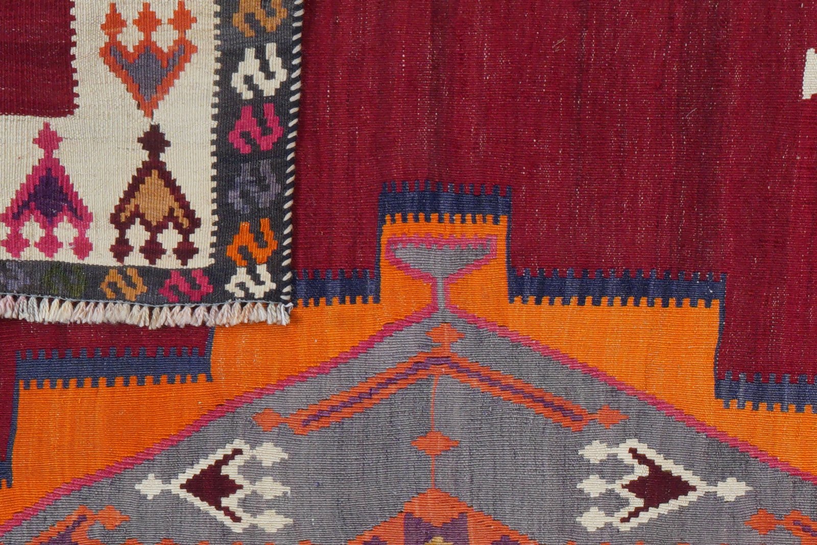 Kelim Gashgai Old — Handmade, 150x257 cm, Red, 100% Virgin Wool | View 7