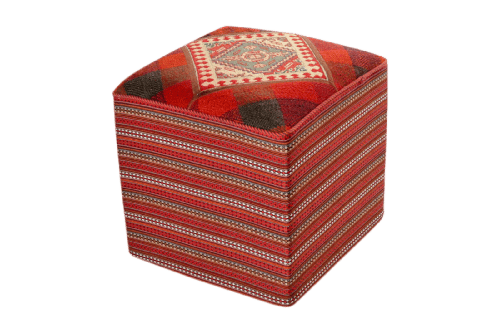 Kelim Pouf — Handmade, 47x47 cm, Multicolor, 100% Virgin Wool | View 6