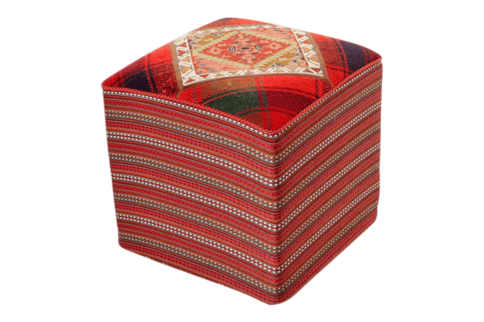 Kelim Pouf — Handmade, 47x47 cm, Multicolor, 100% Virgin Wool | View 6