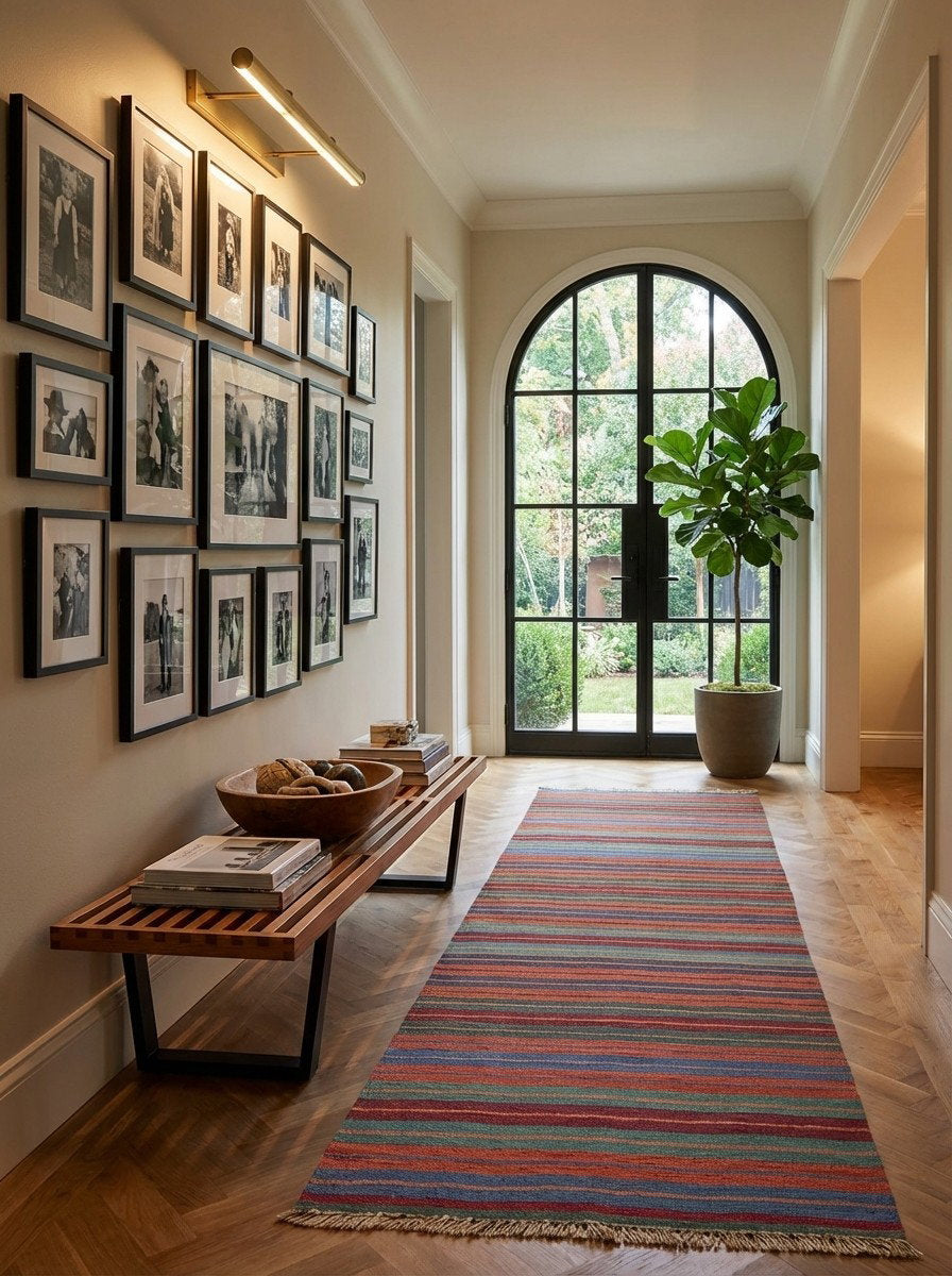 Kelim Gashgai — Handgefertigt, 197x62 cm, Bunt, 100% Virgin Wool | Detail view