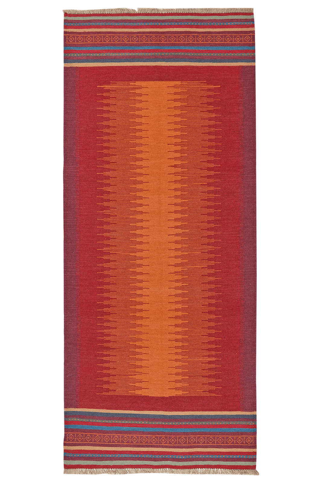 Kelim Gashgai — Handmade, 107x248 cm, Orange, 100% Virgin Wool | Main view