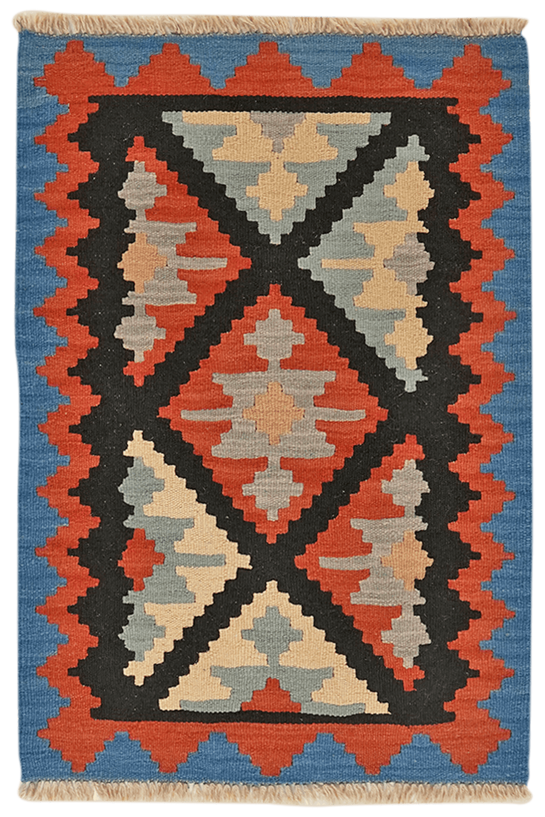 Kelim Gashgai — Handmade, 64x91 cm, Black, 100% Virgin Wool | Main view