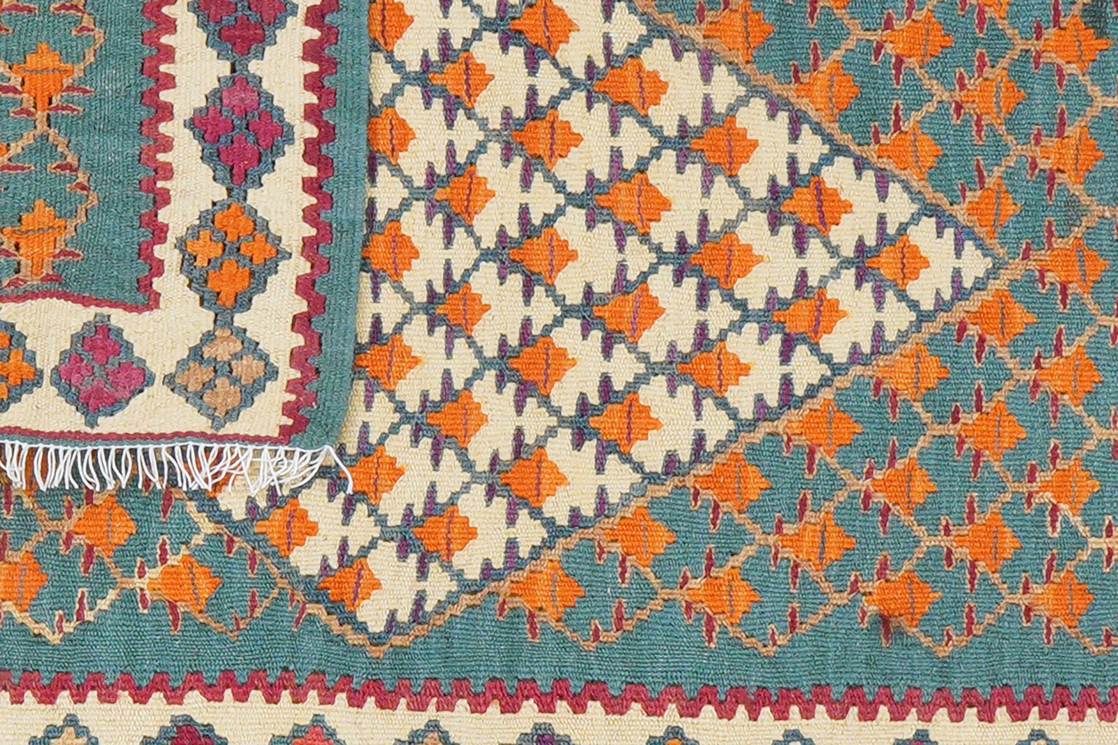 Kelim Senneh — Handmade, 63x87 cm, Green, 100% Virgin Wool | View 6