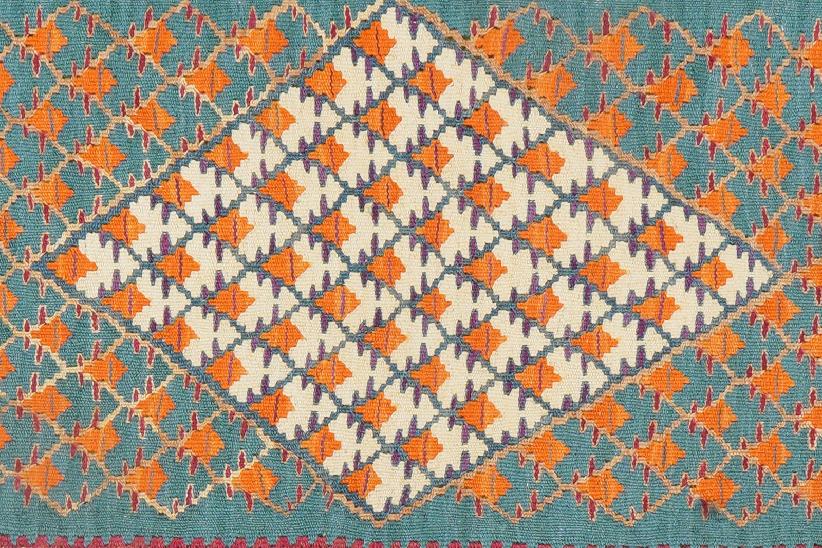 Kelim Senneh — Handmade, 63x87 cm, Green, 100% Virgin Wool | View 7