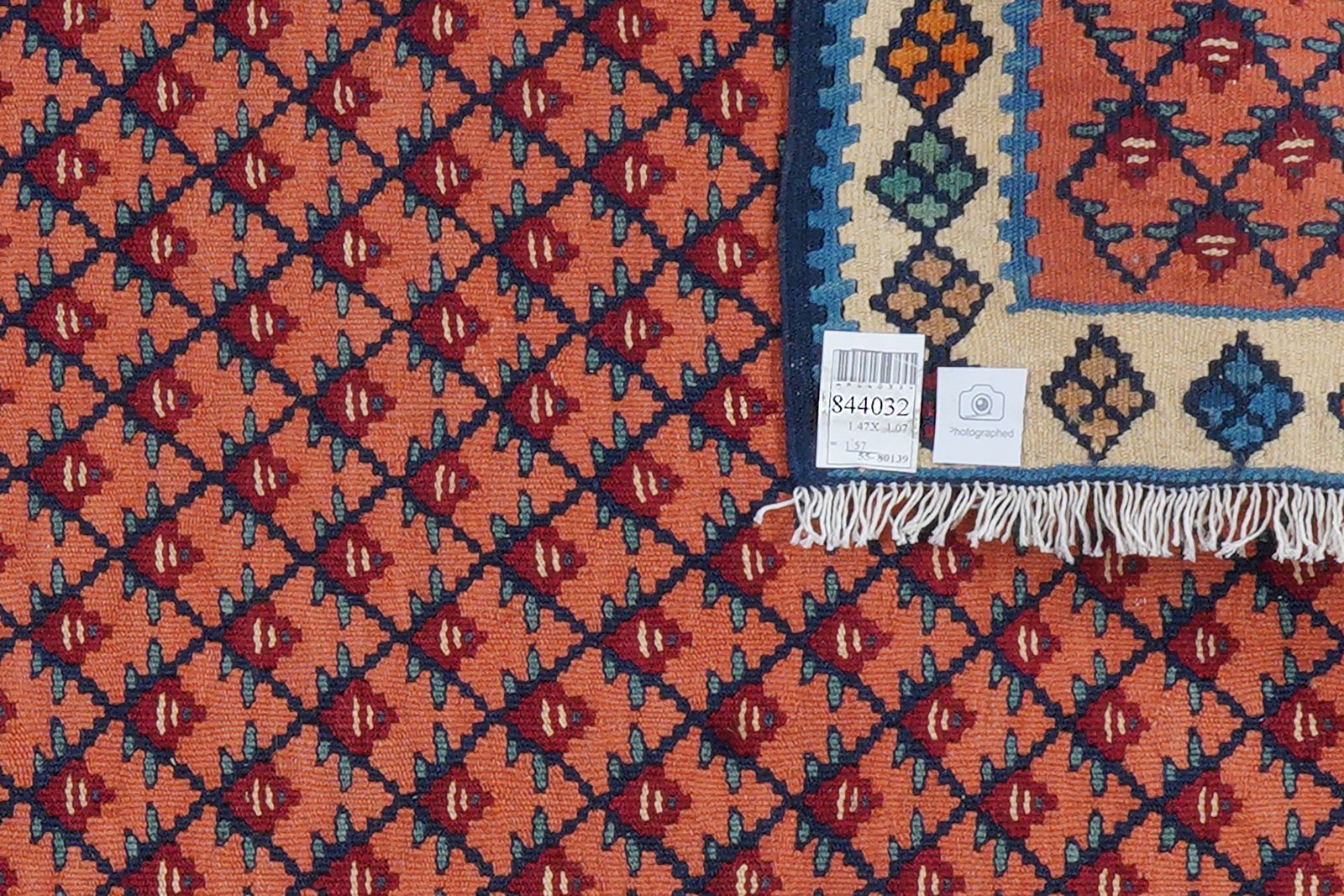 Kelim Senneh — Handmade, 107x147 cm, Pink, 100% Virgin Wool | View 5