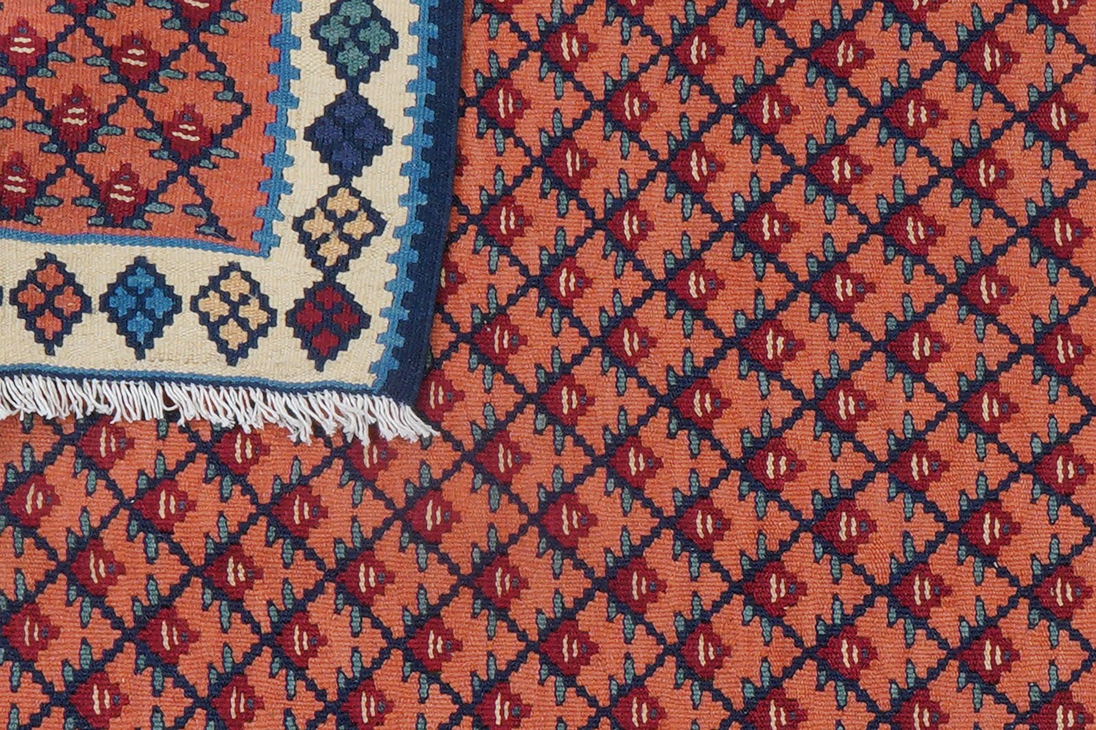 Kelim Senneh — Handmade, 107x147 cm, Pink, 100% Virgin Wool | View 7
