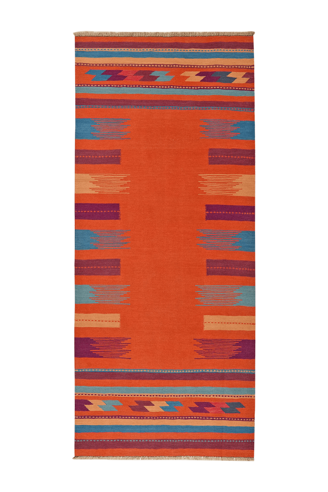 Kelim Gashgai — Handmade, 107x246 cm, Red, 100% Virgin Wool | Main view