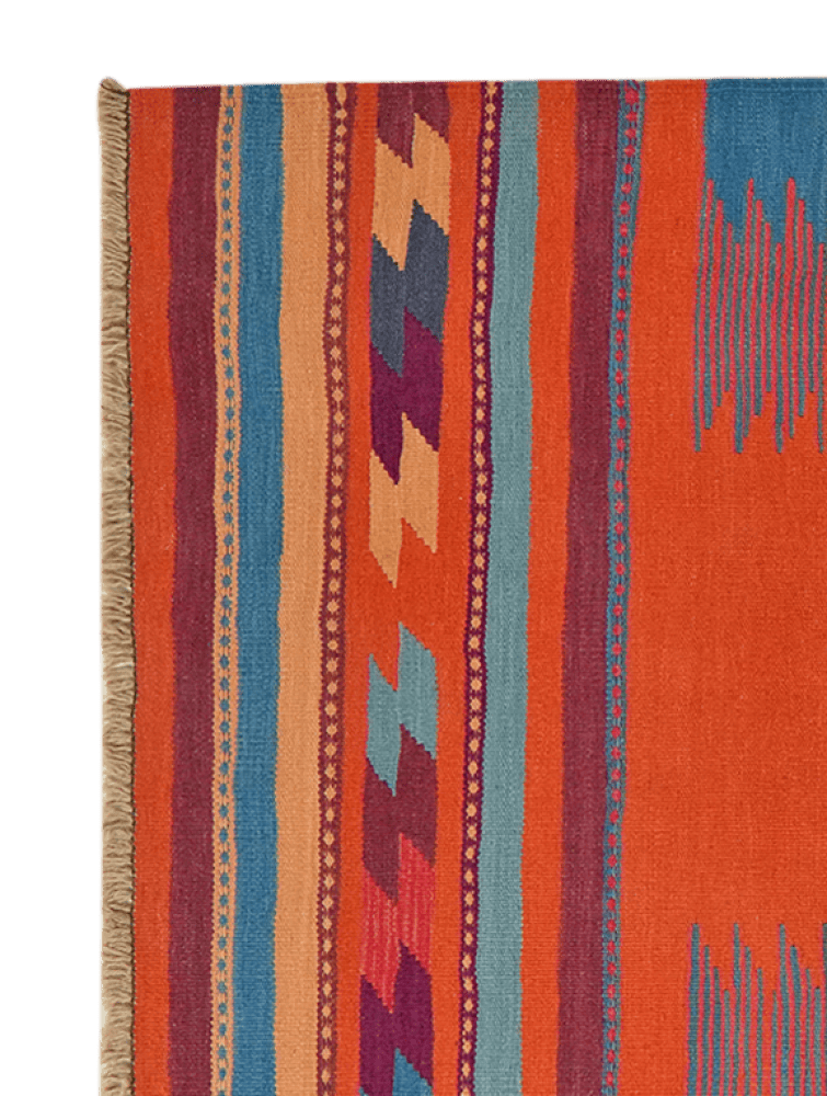 Kelim Gashgai — Handmade, 107x246 cm, Red, 100% Virgin Wool | View 3