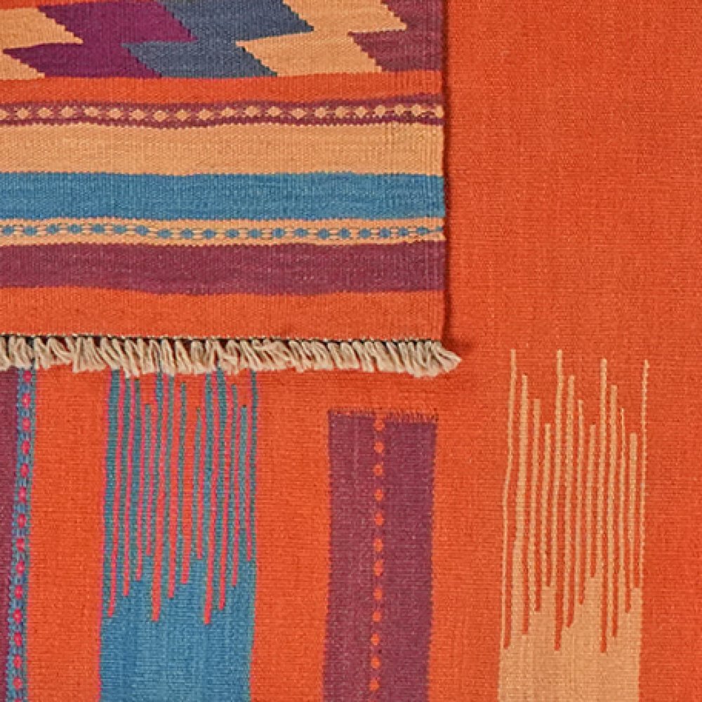 Kelim Gashgai — Handmade, 107x246 cm, Red, 100% Virgin Wool | View 6