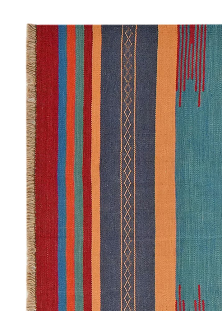 Kelim Gashgai — Handmade, 101x250 cm, Blue, 100% Virgin Wool | View 3