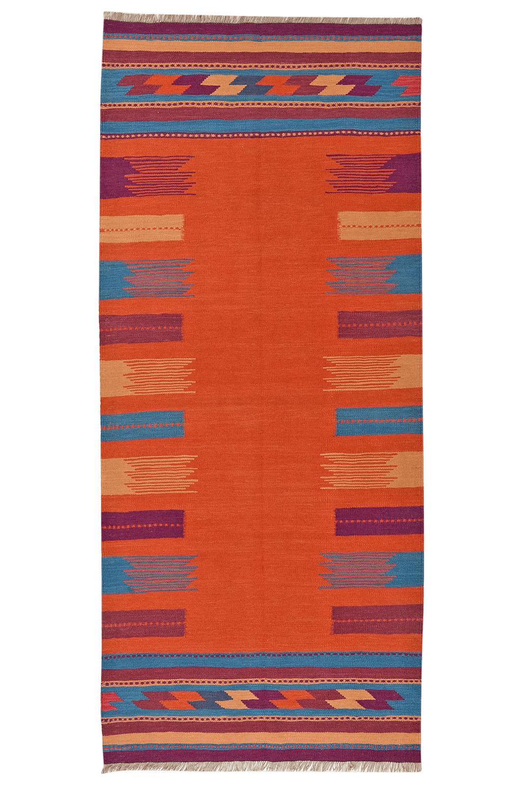 Kelim Gashgai — Handmade, 104x239 cm, Red, 100% Virgin Wool | Main view