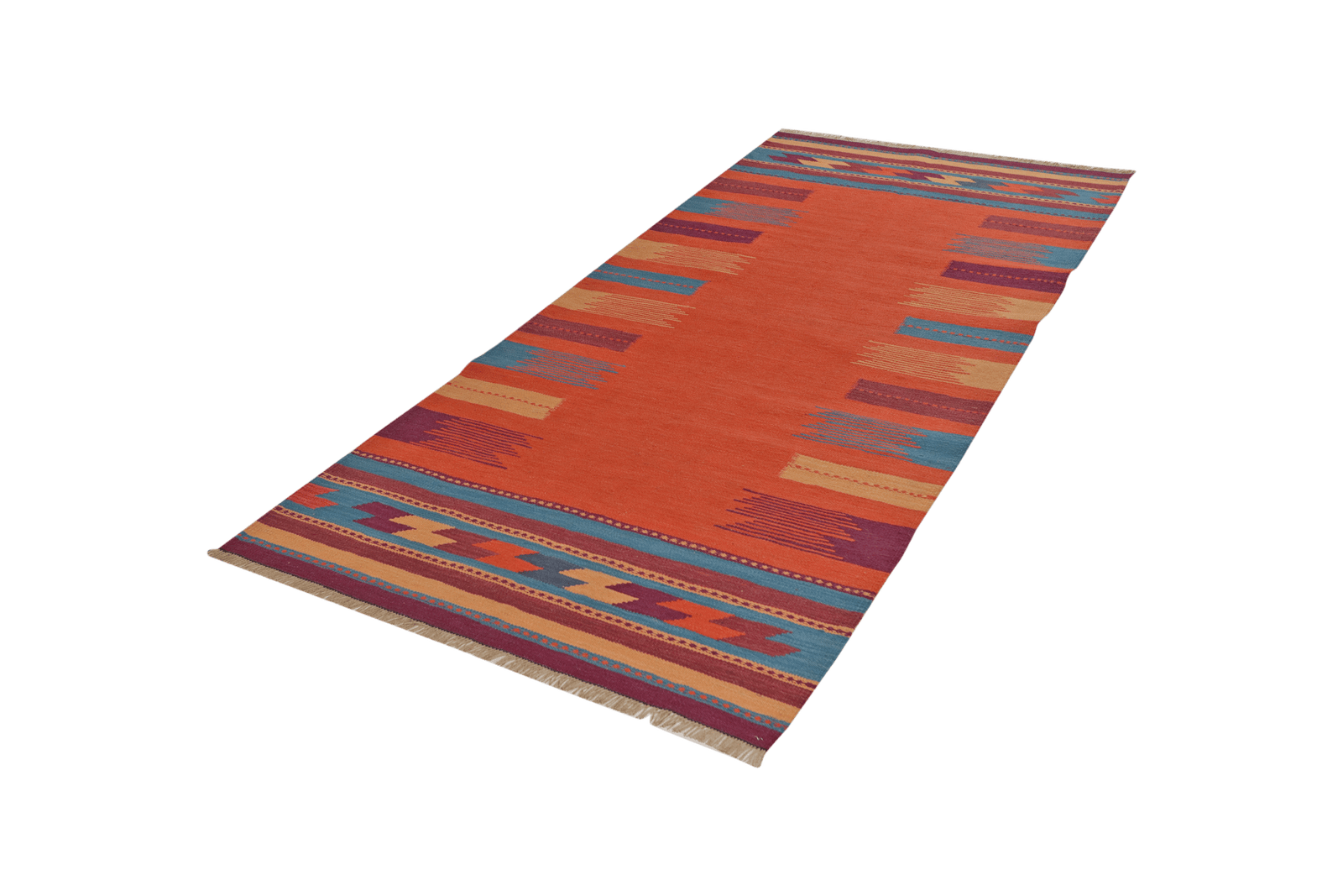 Kelim Gashgai — Handmade, 104x239 cm, Red, 100% Virgin Wool | View 5